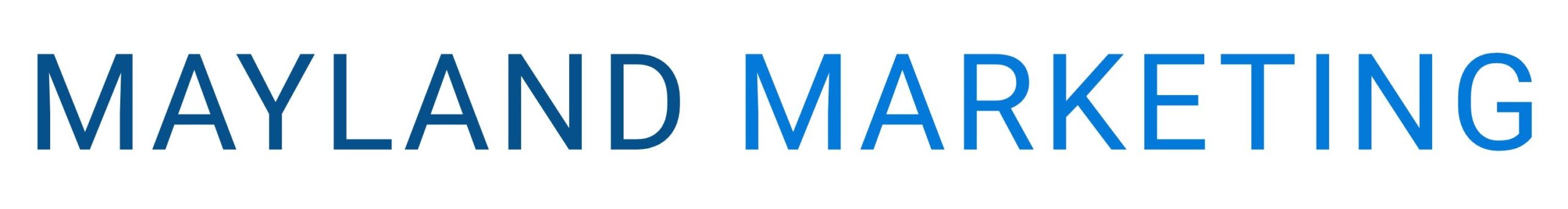 Maryland Marketing logo in blue, uppercase letters on white background